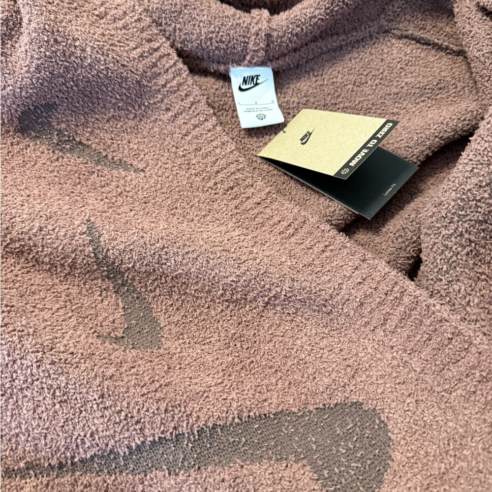 Nike Sportswear Phoenix Cozy Boucle Long Knit Cardigan Smokey Mauve Size Large - Picture 5 of 13